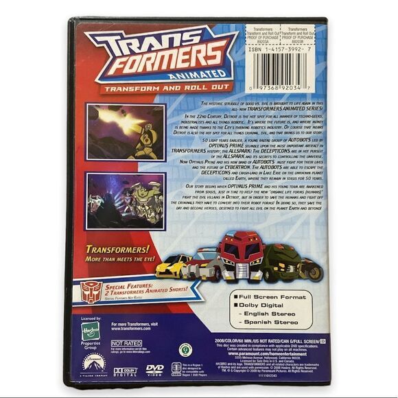 3/$30 transformers Animated Series DVD Transform and Roll Out 2008 - Picture 2 of 3